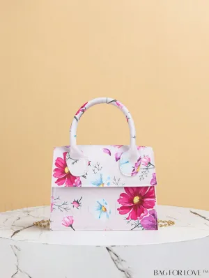 BagForLove - Chic Mini Flap Square Bag with Floral Graphic Design