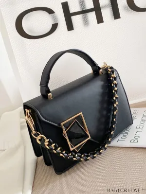 BagForLove - Chic Mini Square Bag with Metal Accents and Chain Strap