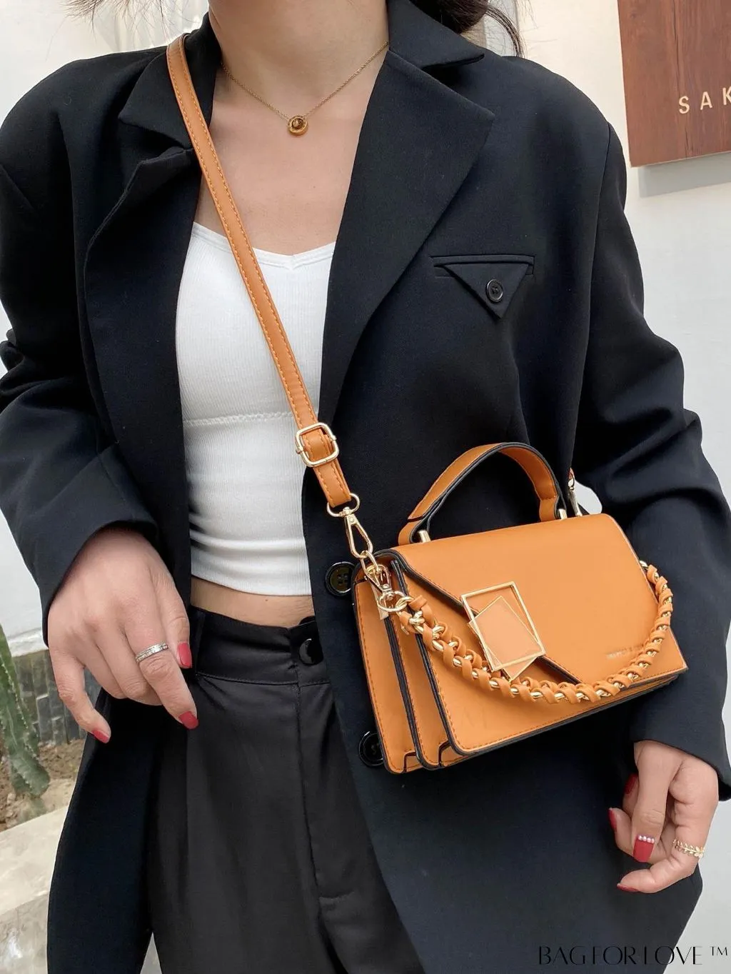 BagForLove - Chic Mini Square Bag with Metal Accents and Chain Strap