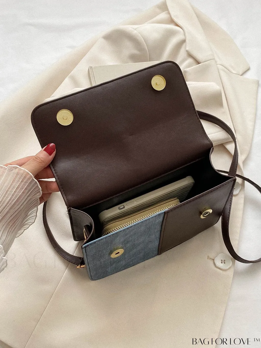 BagForLove - Color Block Shoulder Bag: Stylish, Versatile, and Trendy Crossbody