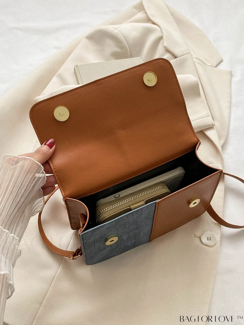BagForLove - Color Block Shoulder Bag: Stylish, Versatile, and Trendy Crossbody