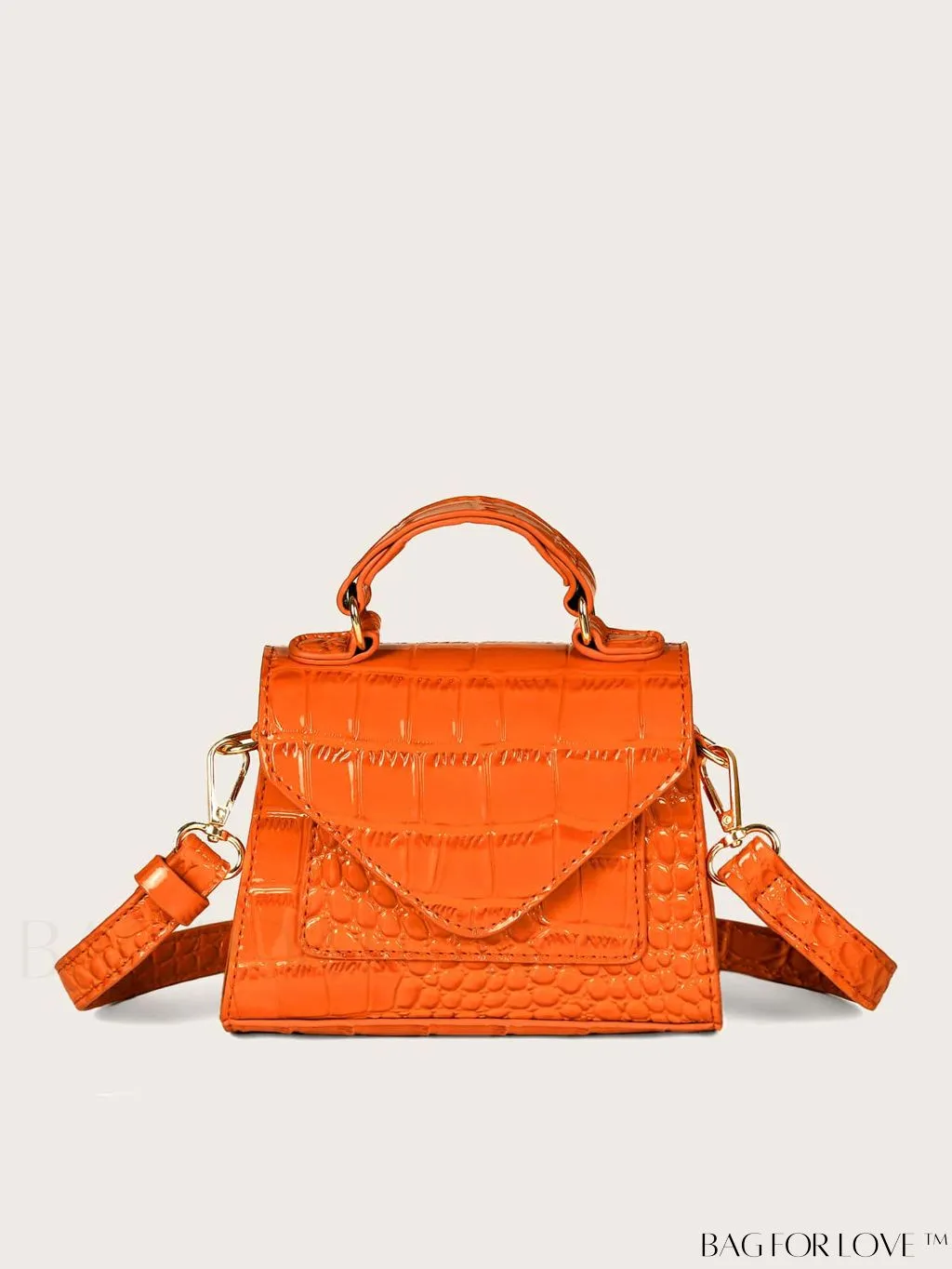 BagForLove - Compact Croc Embossed Satchel: Stylish and Sophisticated