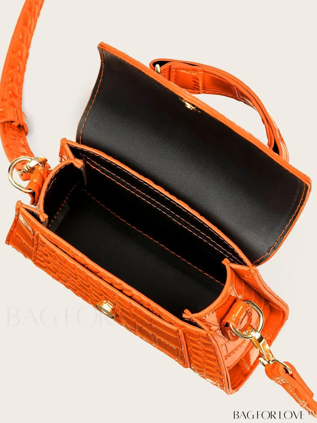 BagForLove - Compact Croc Embossed Satchel: Stylish and Sophisticated