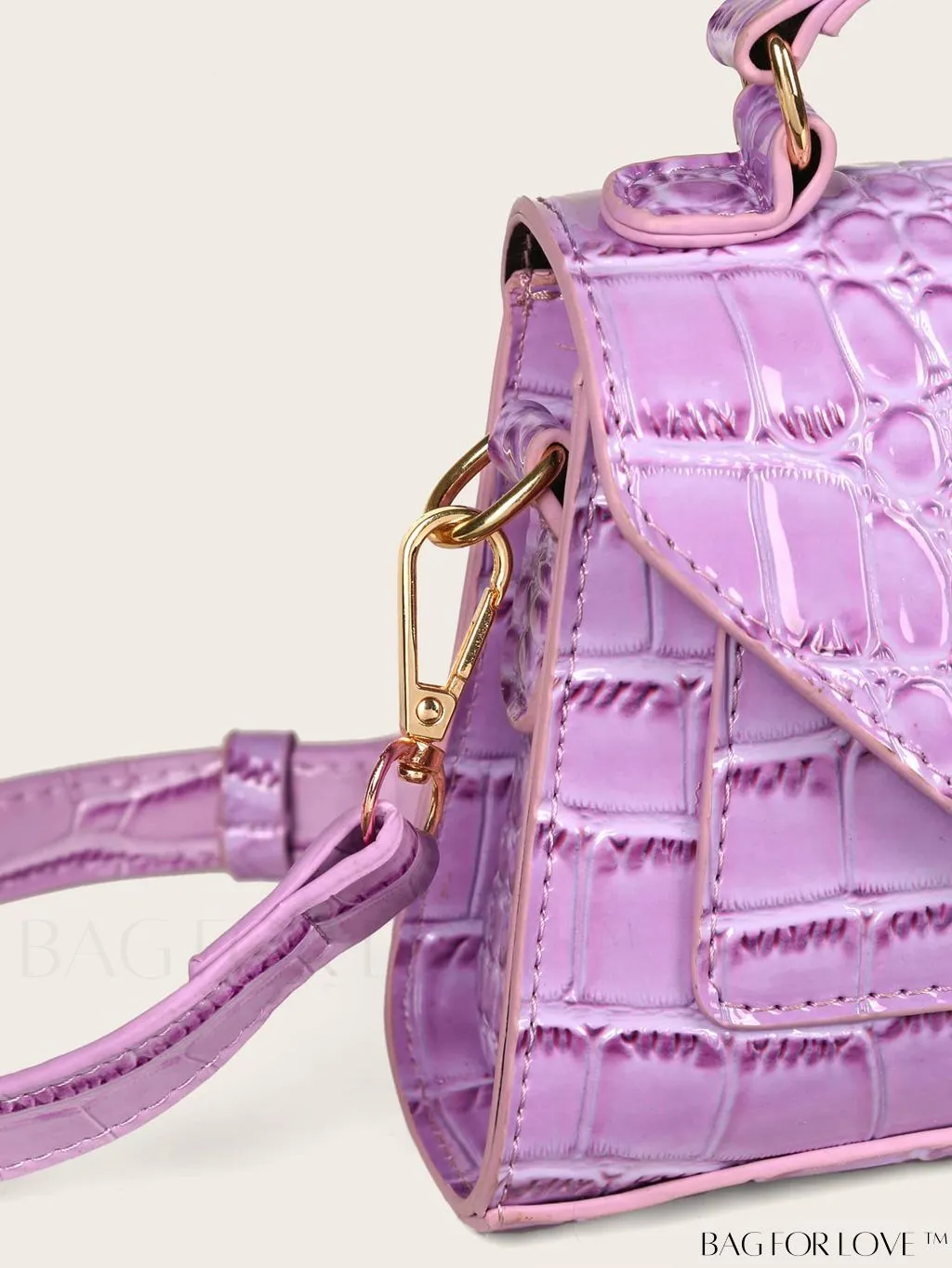 BagForLove - Compact Croc Embossed Satchel: Stylish and Sophisticated