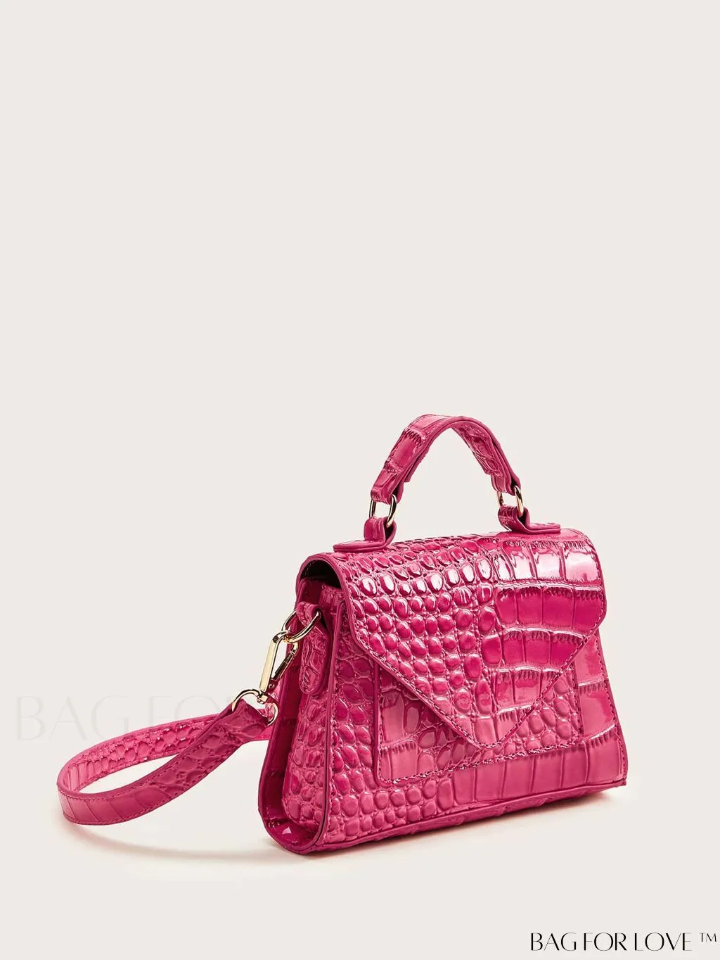 BagForLove - Compact Croc Embossed Satchel: Stylish and Sophisticated