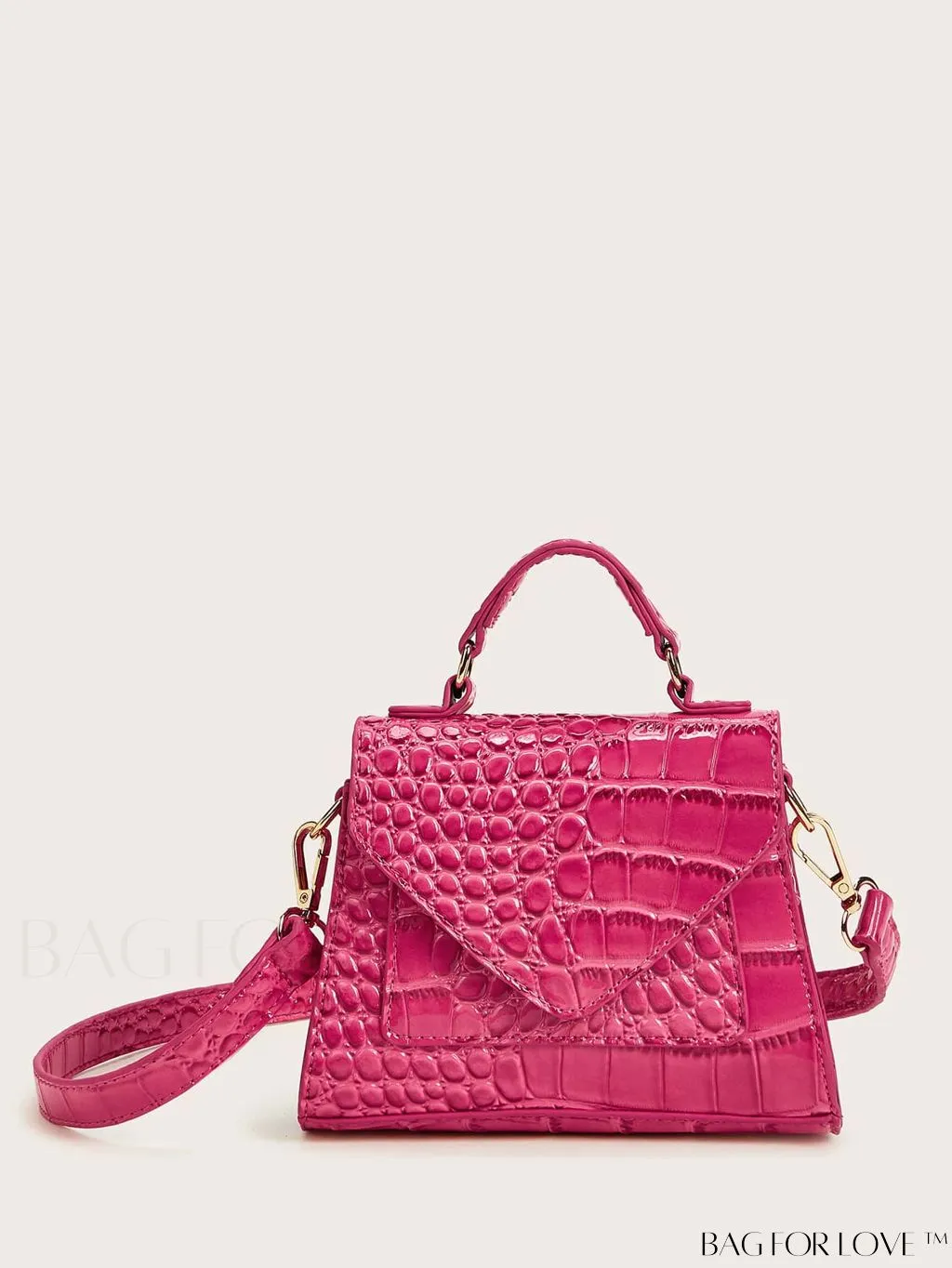 BagForLove - Compact Croc Embossed Satchel: Stylish and Sophisticated