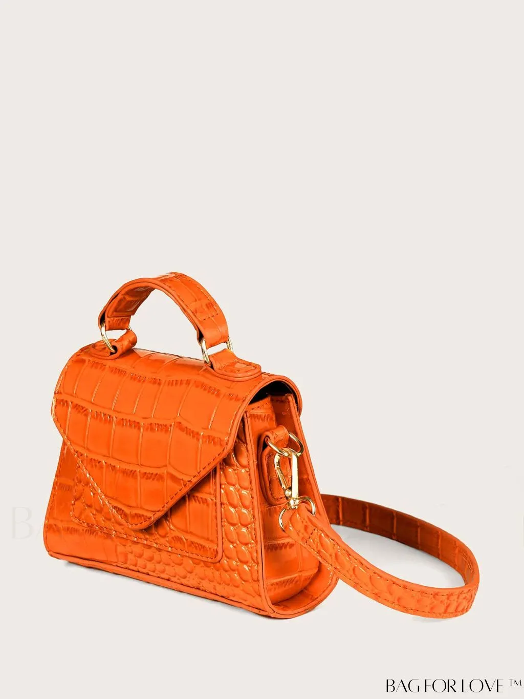 BagForLove - Compact Croc Embossed Satchel: Stylish and Sophisticated