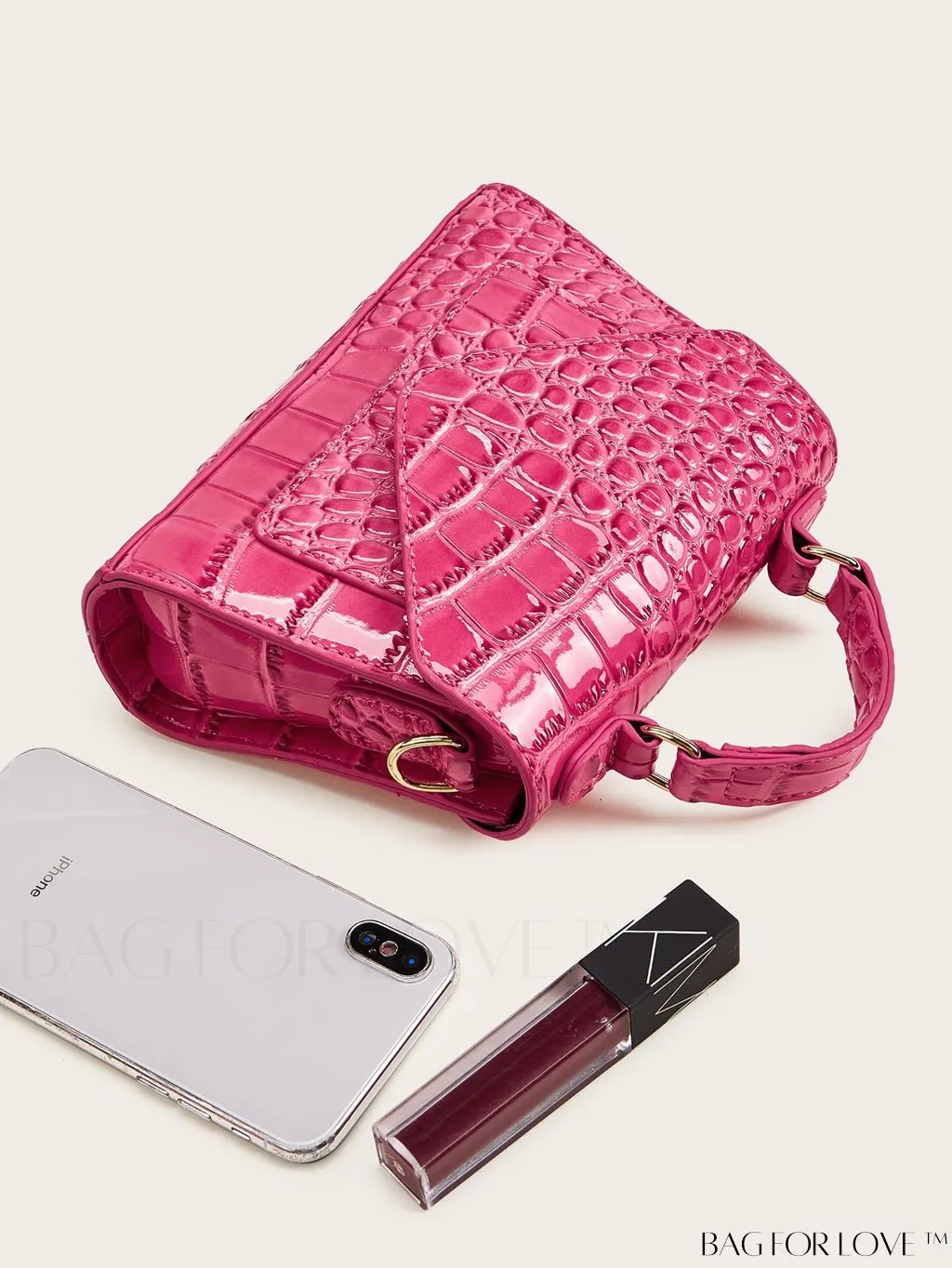 BagForLove - Compact Croc Embossed Satchel: Stylish and Sophisticated
