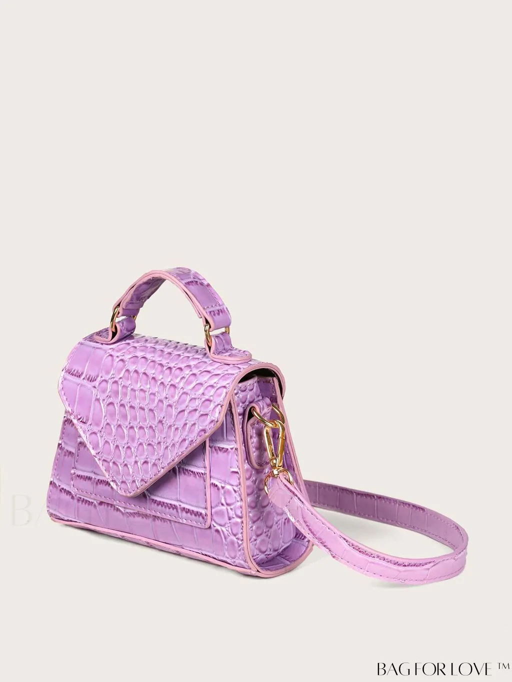 BagForLove - Compact Croc Embossed Satchel: Stylish and Sophisticated