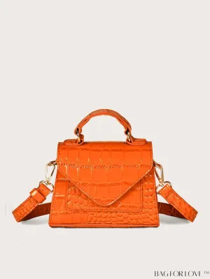 BagForLove - Compact Croc Embossed Satchel: Stylish and Sophisticated