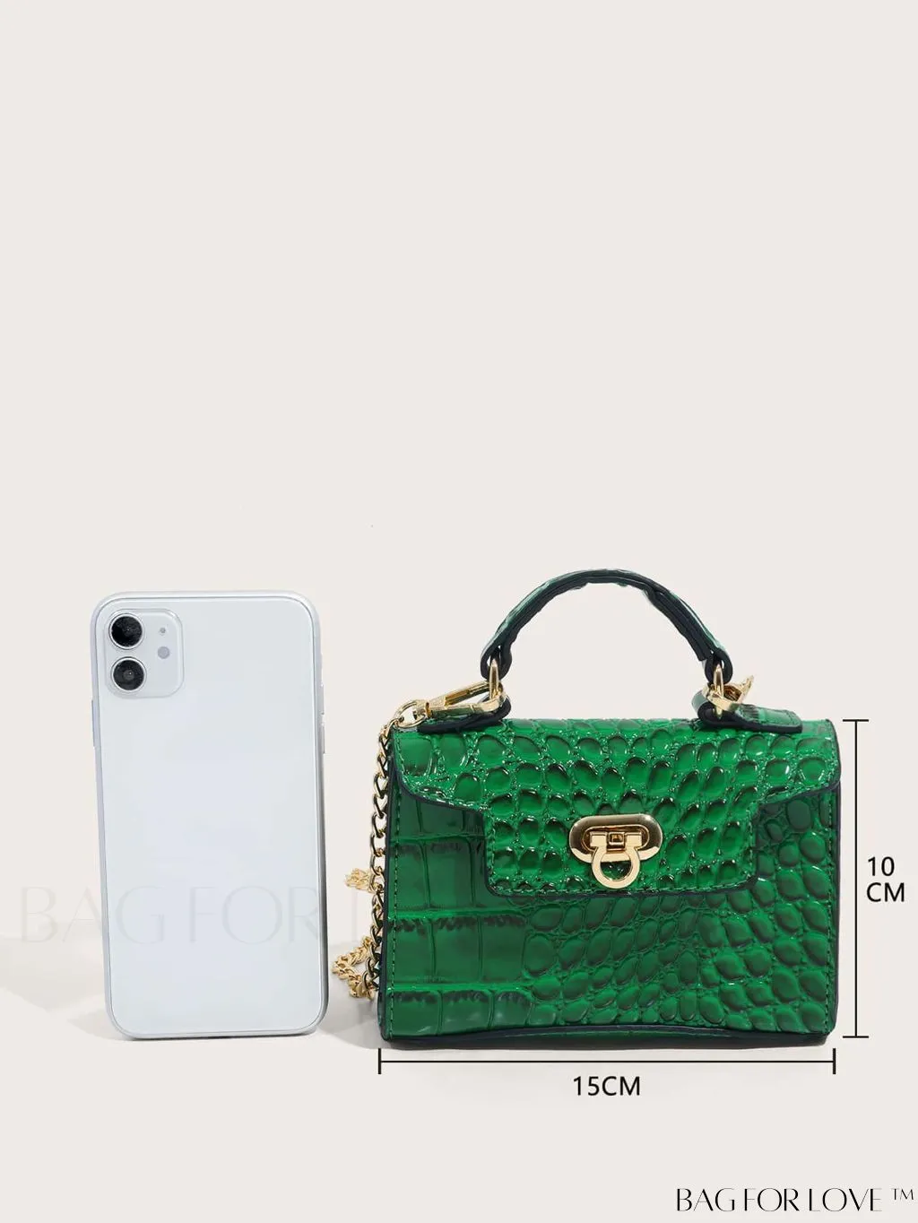 BagForLove - Compact Croc-Embossed Satchel: Stylish and Versatile Bag