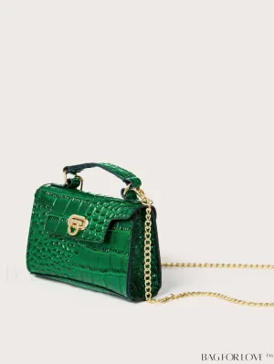 BagForLove - Compact Croc-Embossed Satchel: Stylish and Versatile Bag