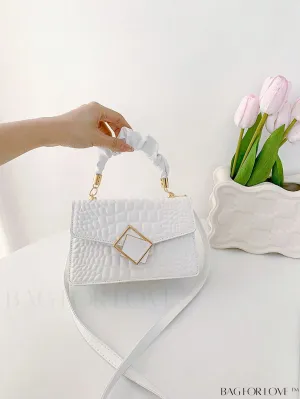 BagForLove - Compact Crocodile Embossed Bag with Ruched Handle