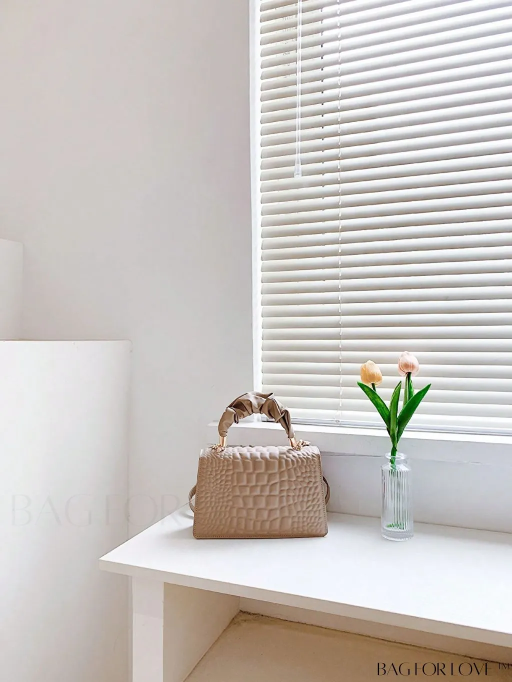 BagForLove - Compact Crocodile Embossed Bag with Ruched Handle