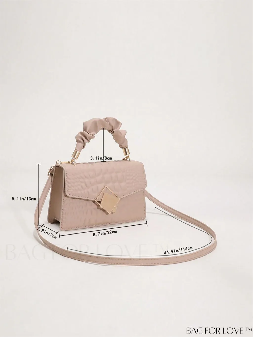 BagForLove - Compact Crocodile Embossed Bag with Ruched Handle