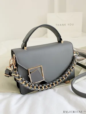 BagForLove - Compact Flap Bag with Stylish Metal and Chain Embellishments
