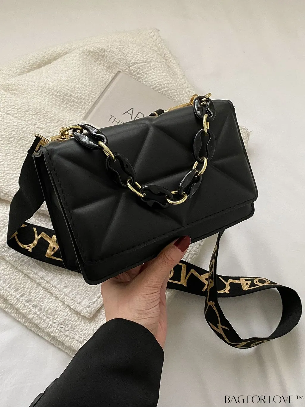 BagForLove - Compact Flap Chain Square Bag with Delicate Stitching