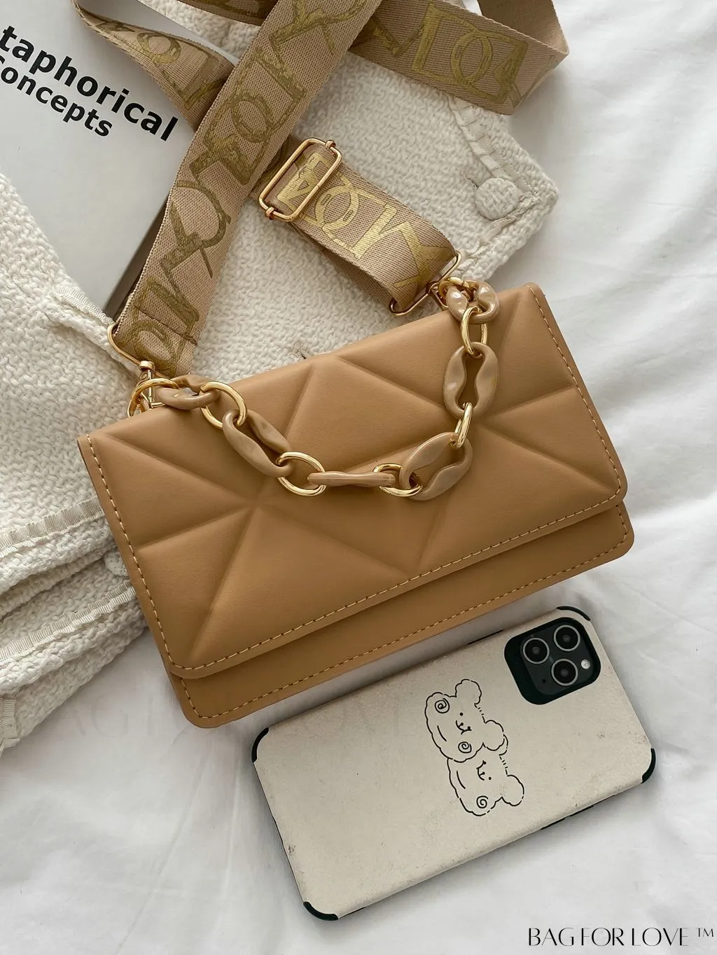 BagForLove - Compact Flap Chain Square Bag with Delicate Stitching