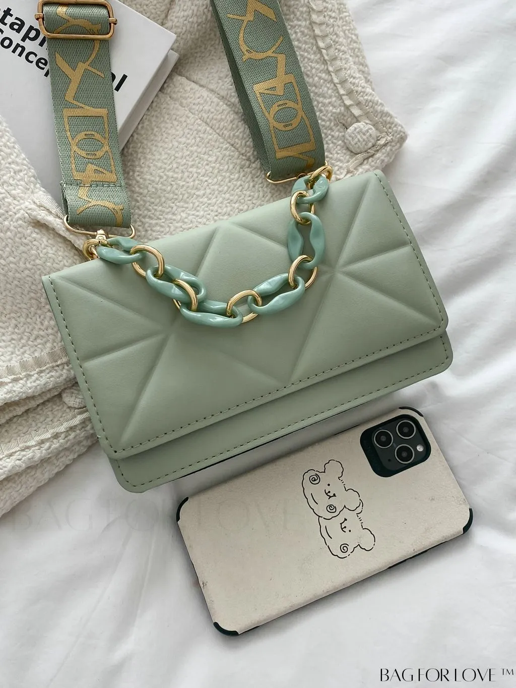 BagForLove - Compact Flap Chain Square Bag with Delicate Stitching