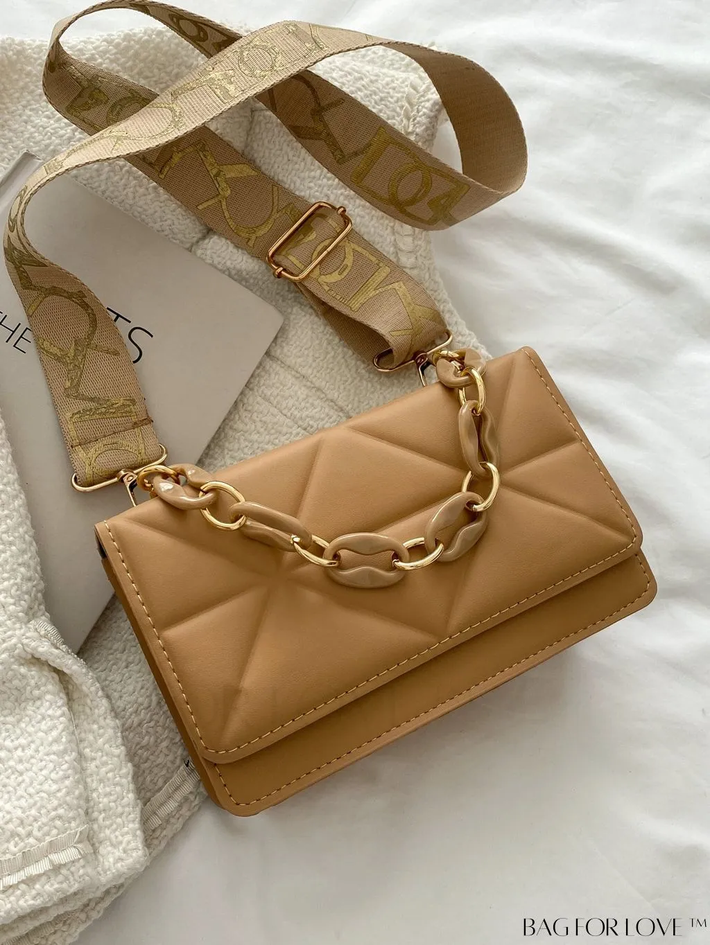 BagForLove - Compact Flap Chain Square Bag with Delicate Stitching