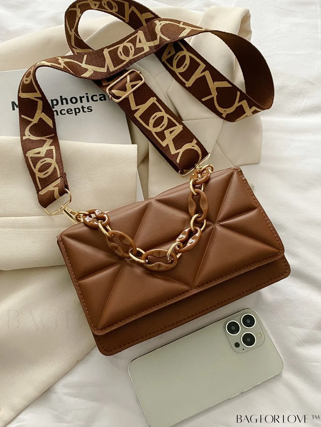 BagForLove - Compact Flap Chain Square Bag with Delicate Stitching