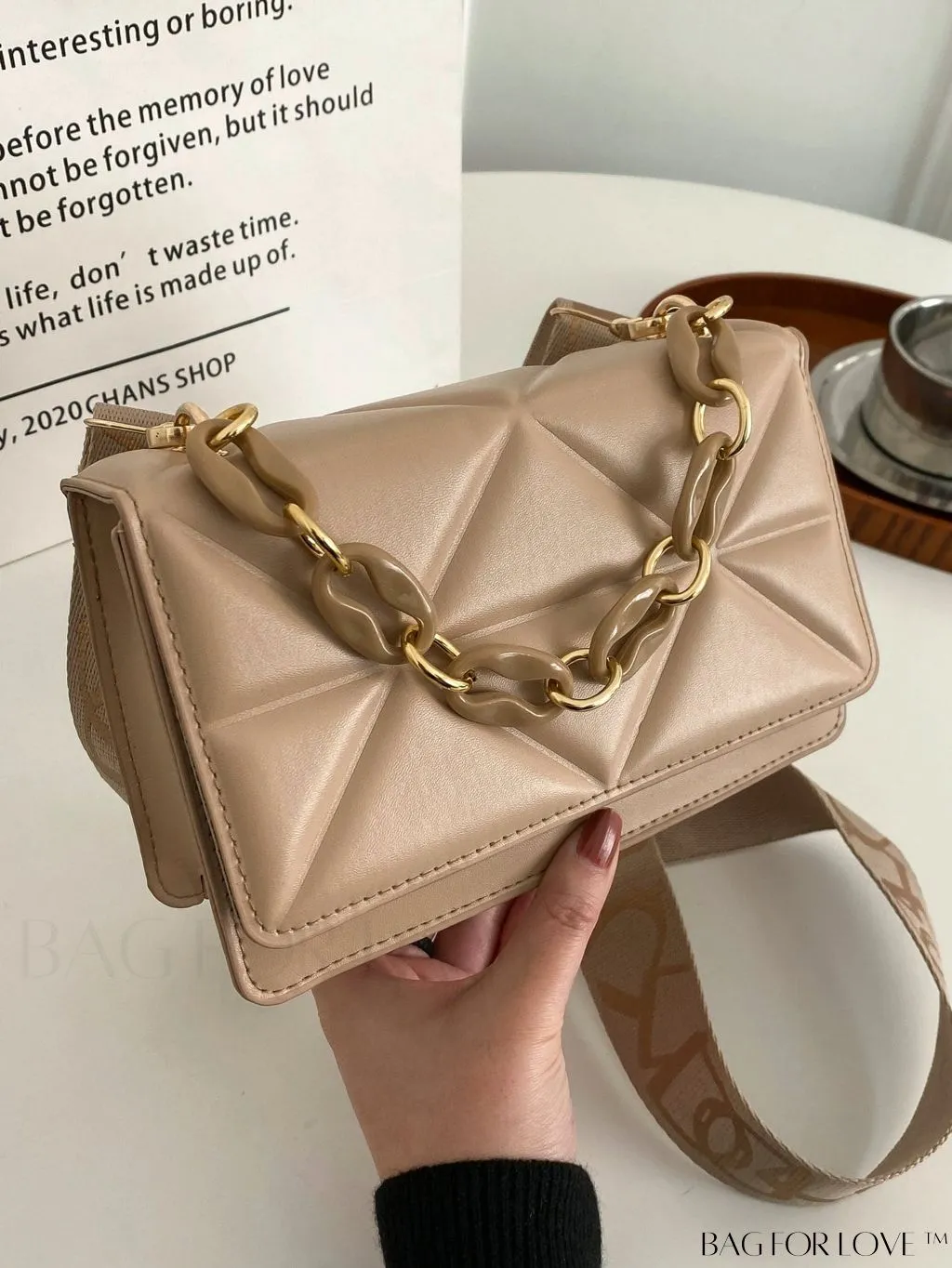 BagForLove - Compact Flap Chain Square Bag with Delicate Stitching