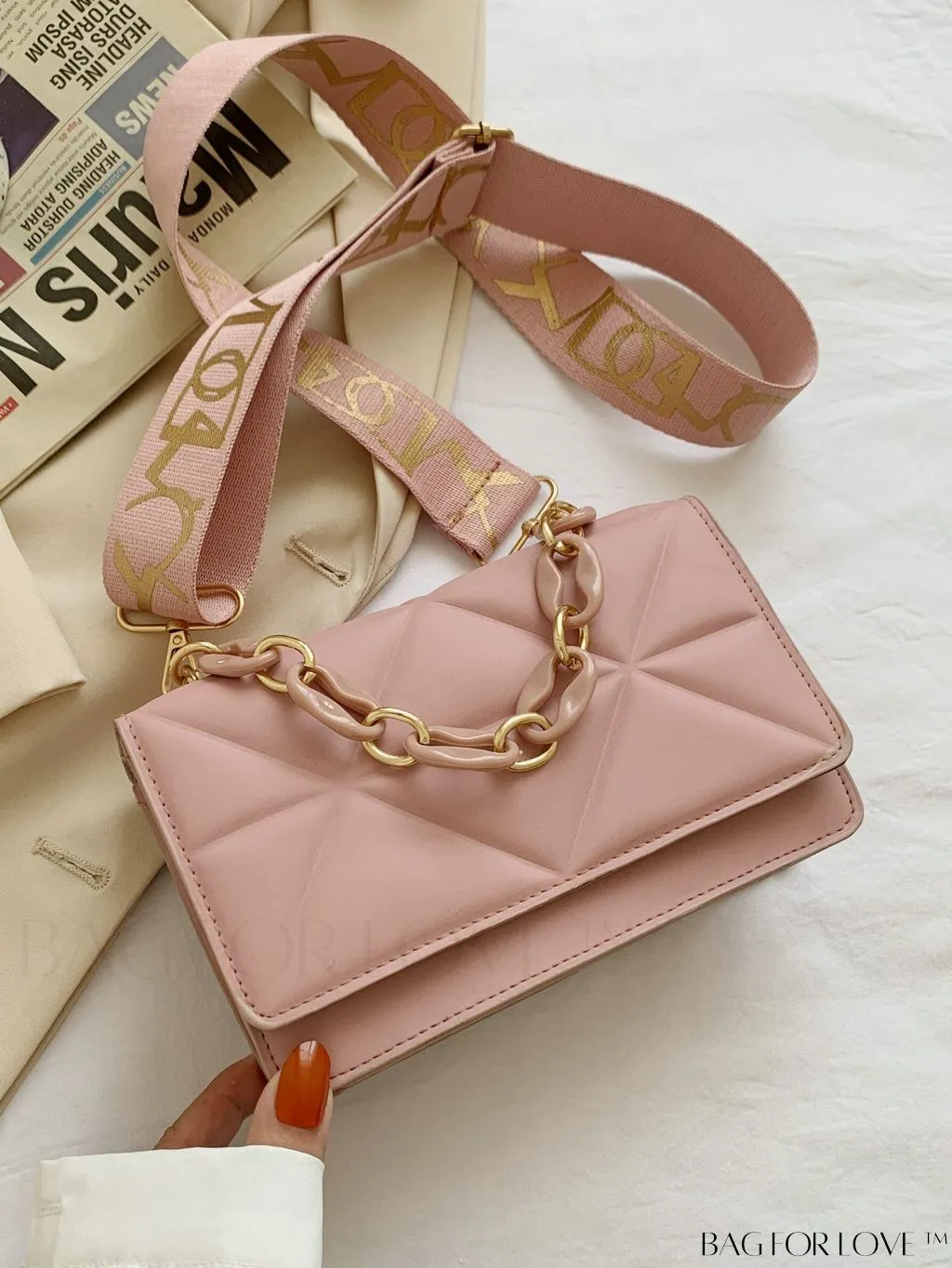 BagForLove - Compact Flap Chain Square Bag with Delicate Stitching