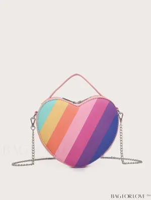 BagForLove - Compact Multicolored Striped Chain Satchel