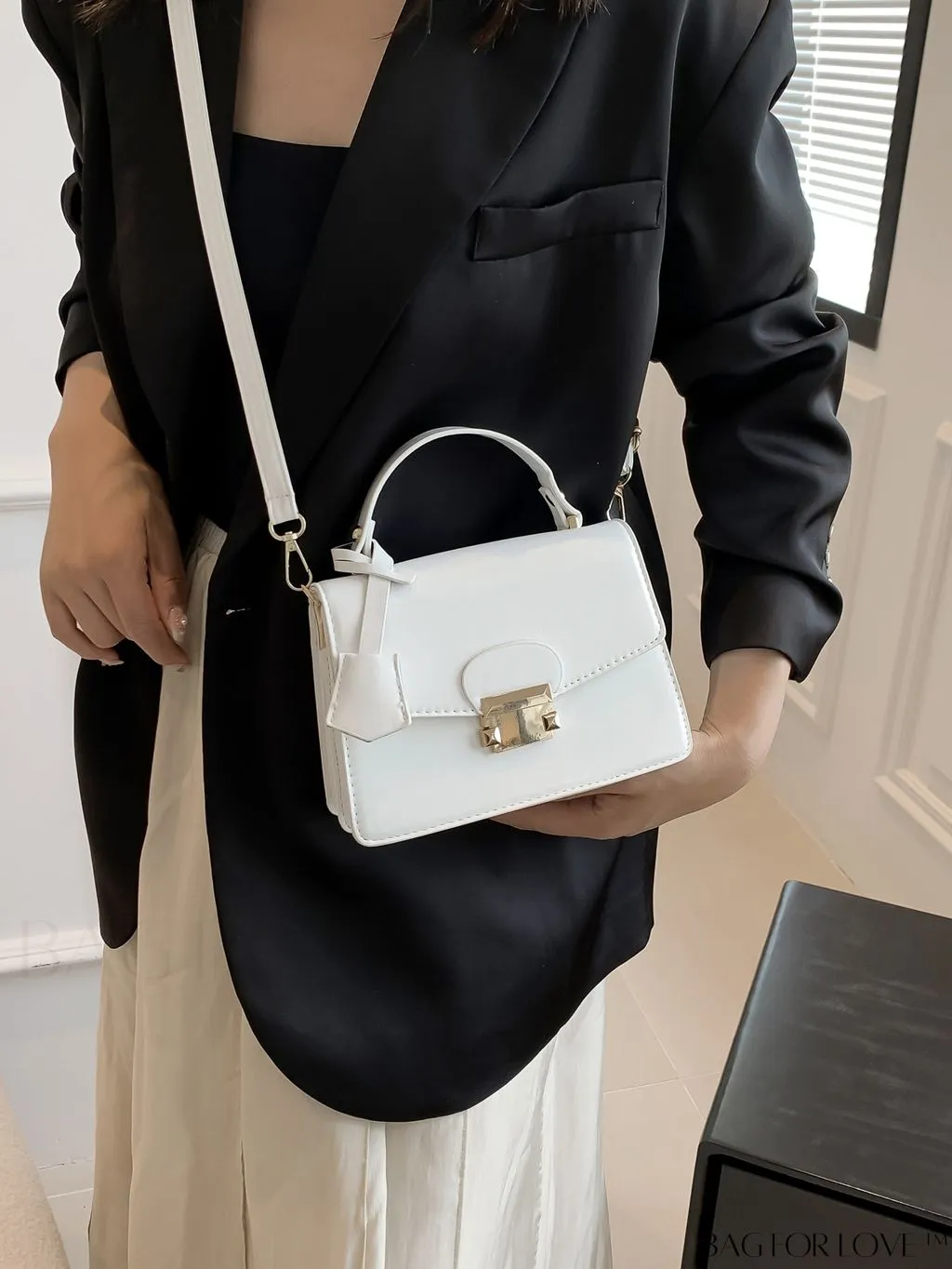 BagForLove - Compact PU Handheld Square Bag - Minimalist Design, Solid Color