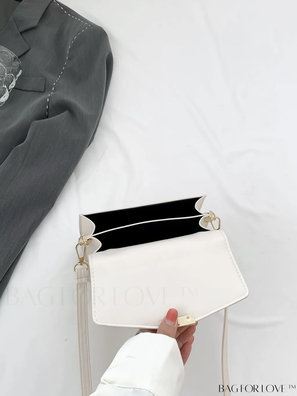 BagForLove - Compact PU Handheld Square Bag - Minimalist Design, Solid Color