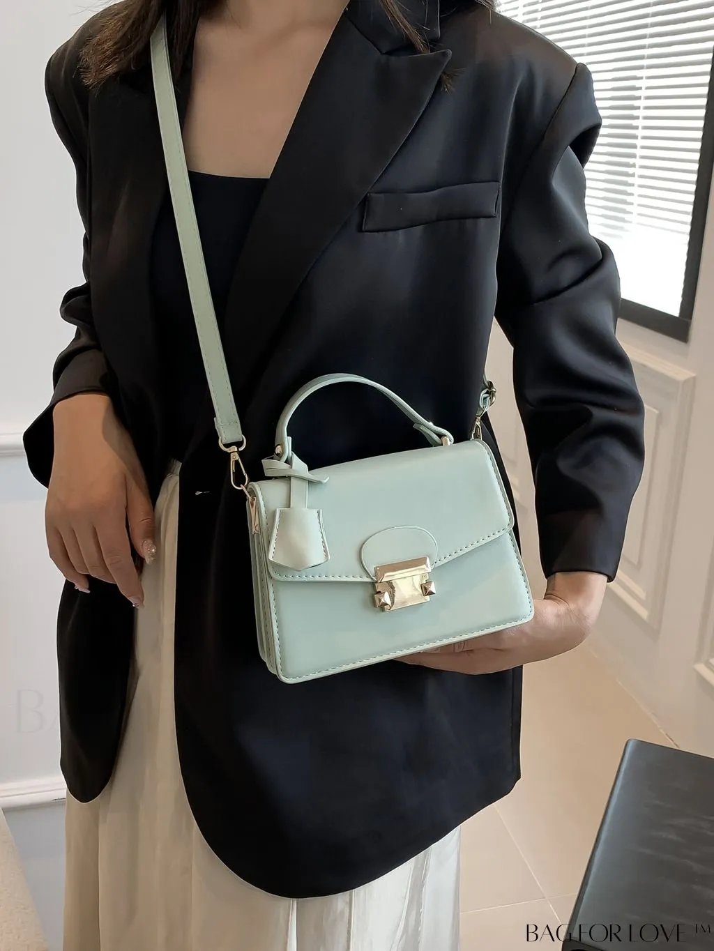 BagForLove - Compact PU Handheld Square Bag - Minimalist Design, Solid Color