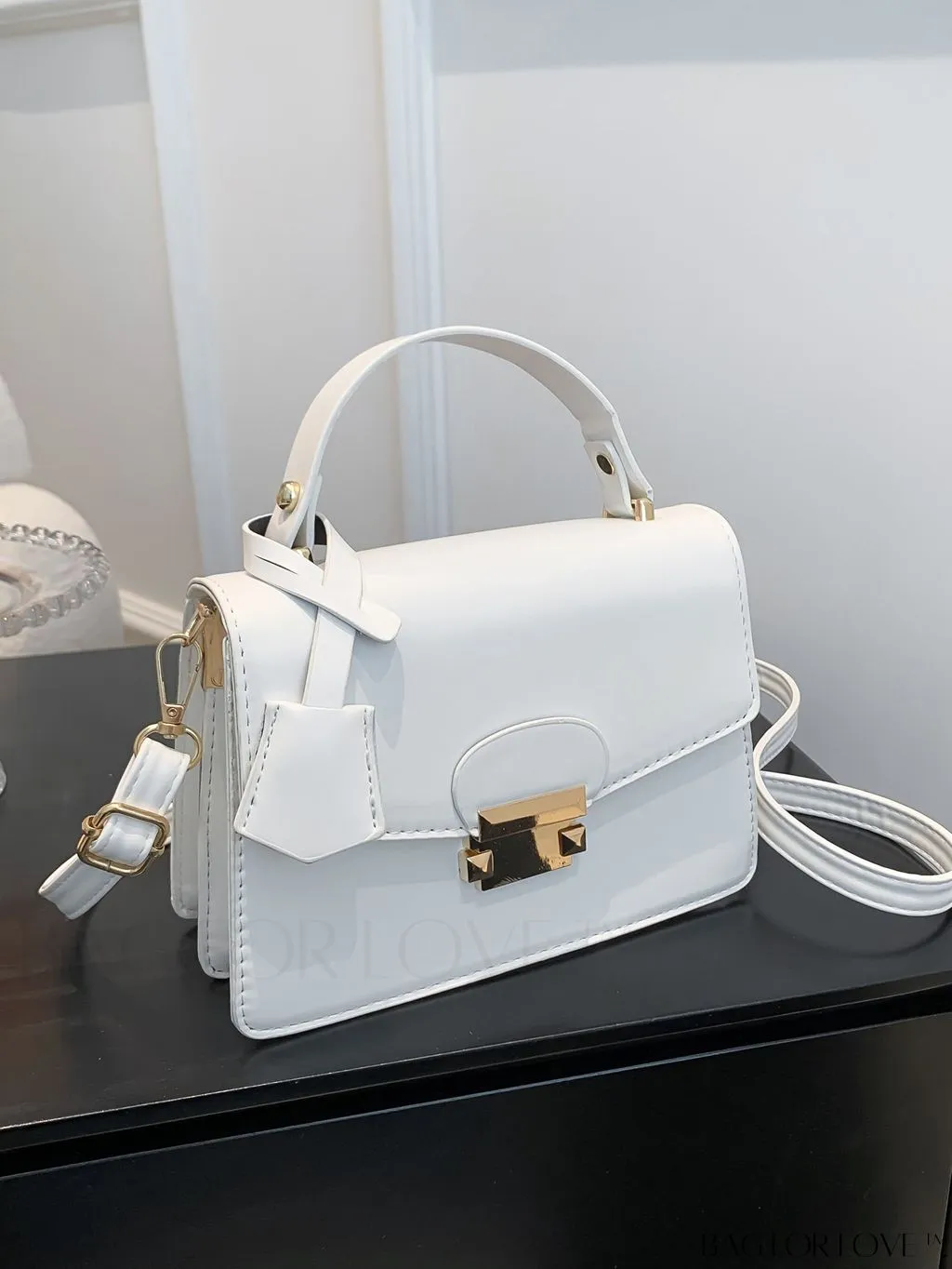 BagForLove - Compact PU Handheld Square Bag - Minimalist Design, Solid Color