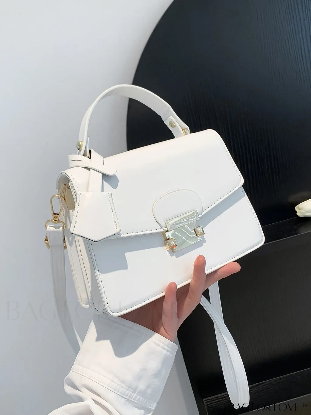 BagForLove - Compact PU Handheld Square Bag - Minimalist Design, Solid Color