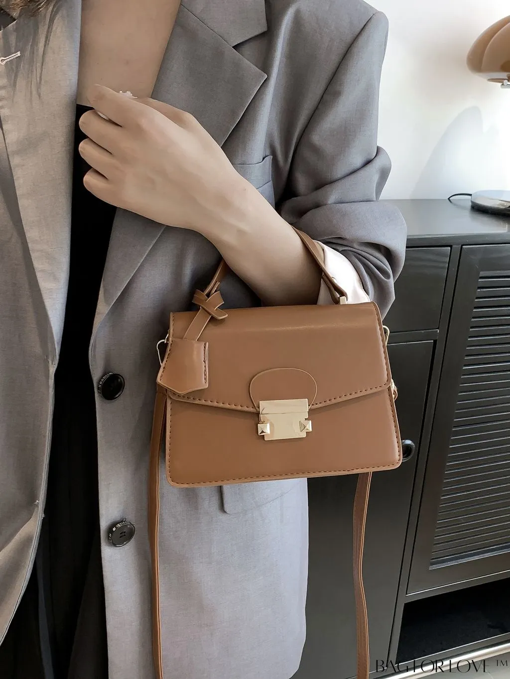 BagForLove - Compact PU Handheld Square Bag - Minimalist Design, Solid Color