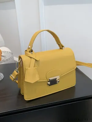 BagForLove - Compact PU Handheld Square Bag - Minimalist Design, Solid Color