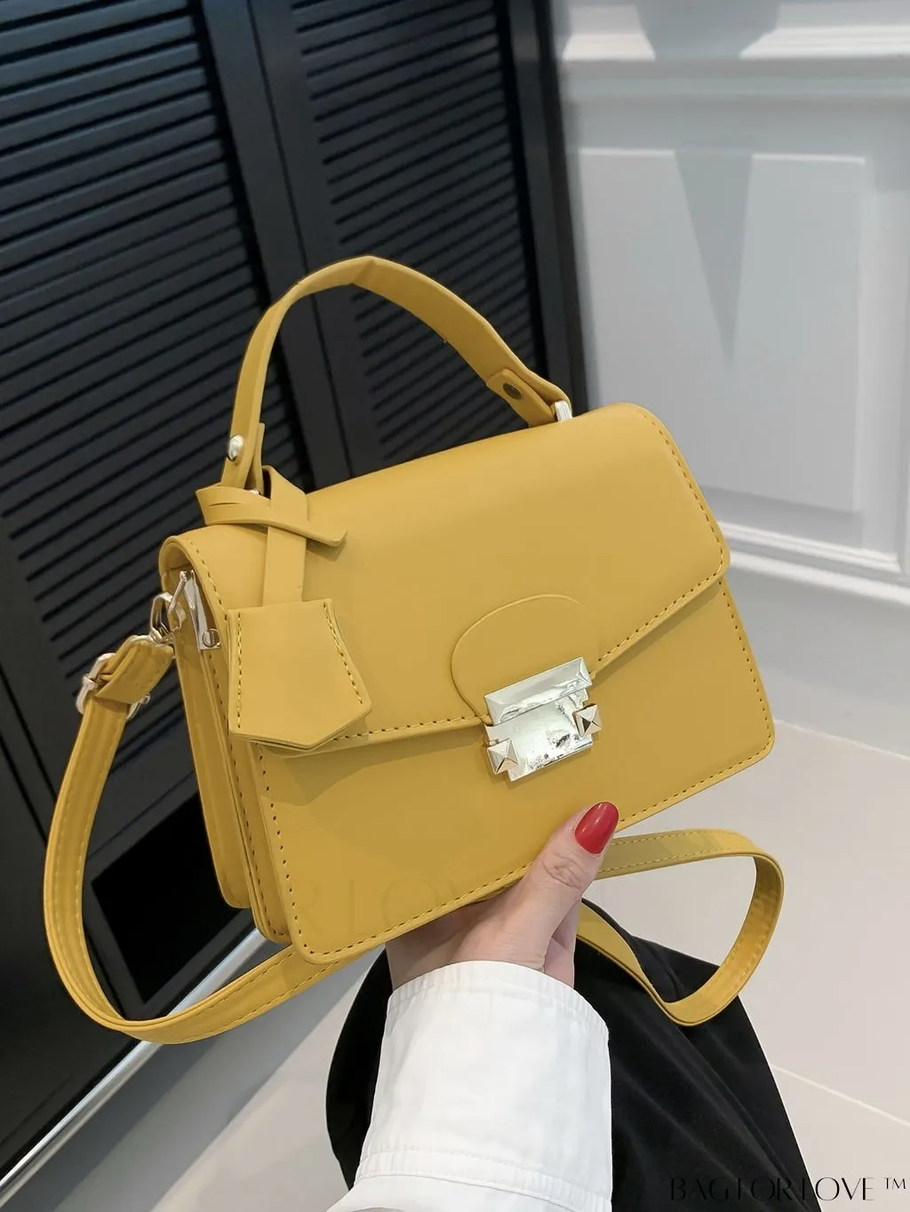 BagForLove - Compact PU Handheld Square Bag - Minimalist Design, Solid Color