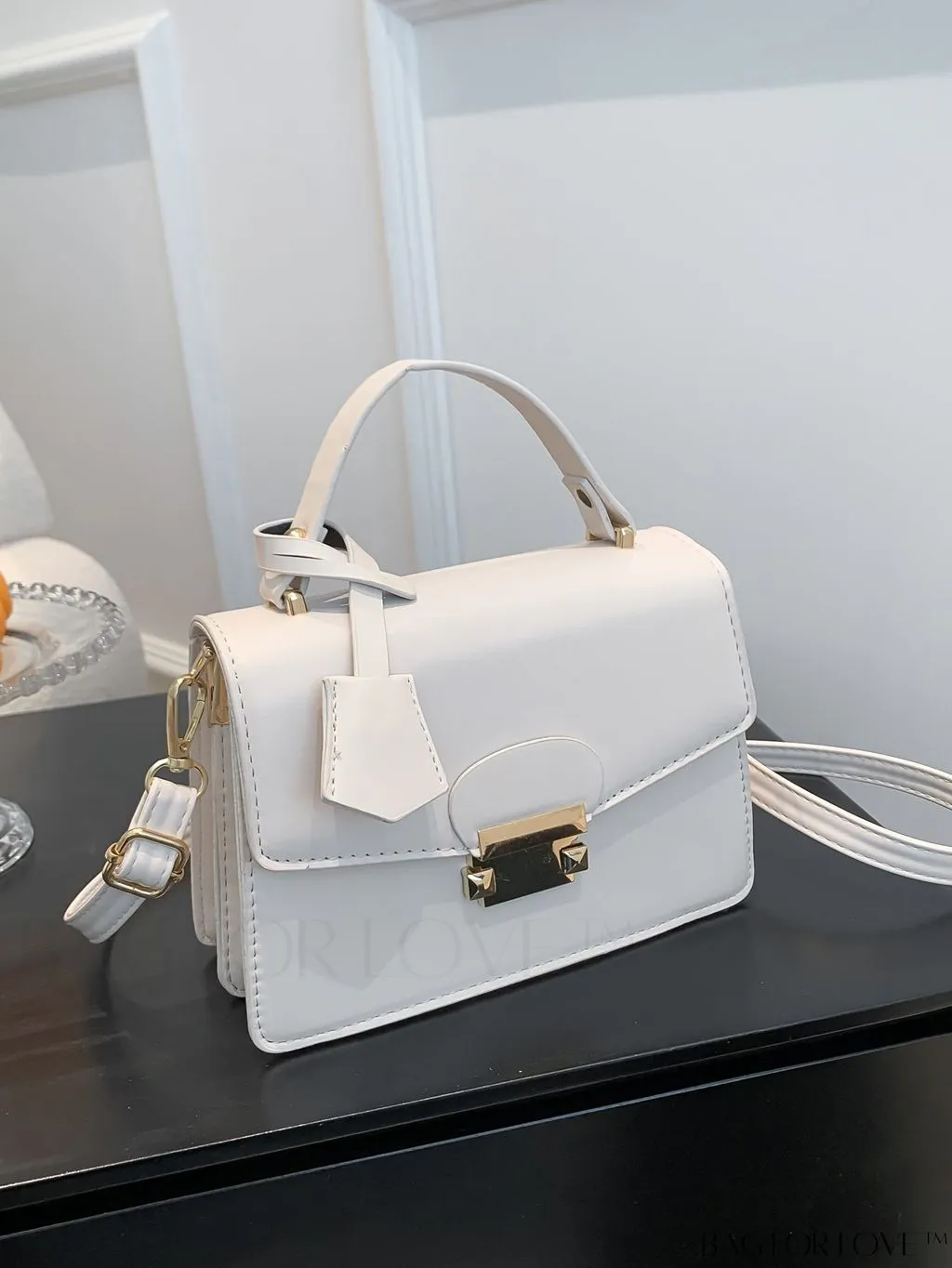 BagForLove - Compact PU Handheld Square Bag - Minimalist Design, Solid Color