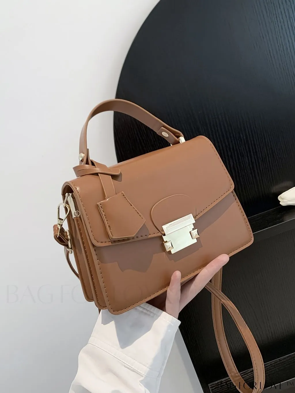 BagForLove - Compact PU Handheld Square Bag - Minimalist Design, Solid Color