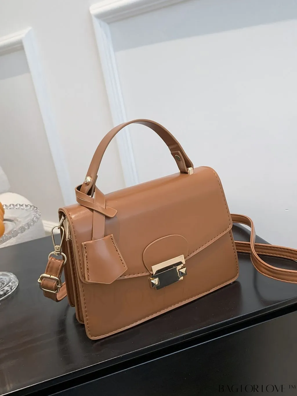 BagForLove - Compact PU Handheld Square Bag - Minimalist Design, Solid Color