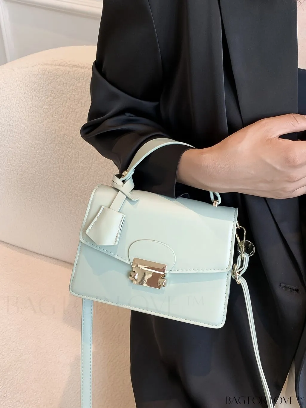 BagForLove - Compact Pu Handheld Square Bag - Sleek Design, Solid Color Finish