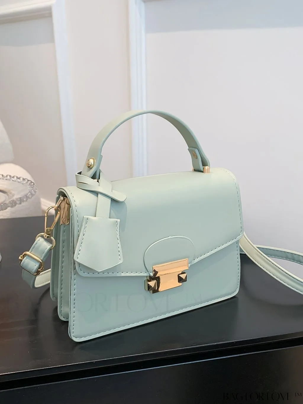 BagForLove - Compact Pu Handheld Square Bag - Sleek Design, Solid Color Finish