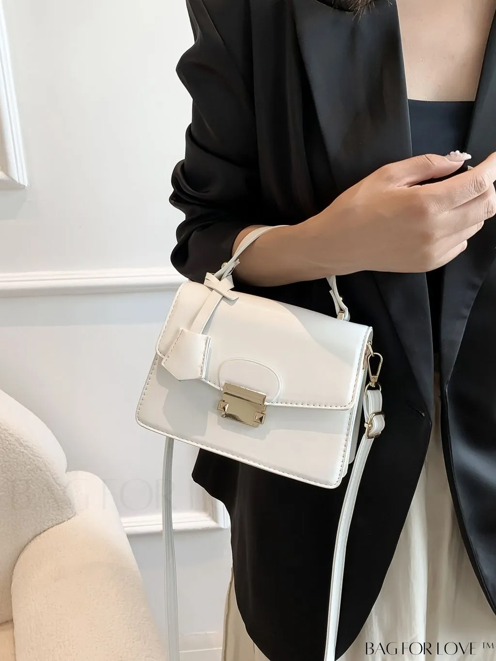 BagForLove - Compact Pu Handheld Square Bag - Sleek Design, Solid Color Finish
