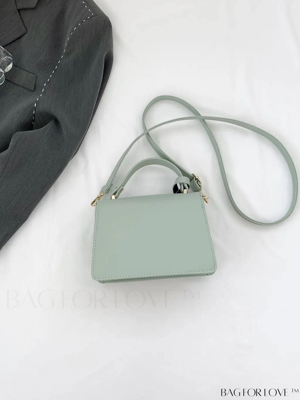 BagForLove - Compact Pu Handheld Square Bag - Sleek Design, Solid Color Finish