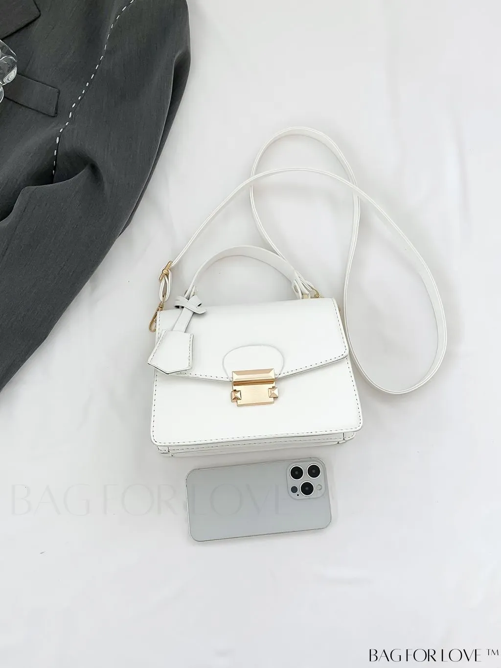 BagForLove - Compact Pu Handheld Square Bag - Sleek Design, Solid Color Finish