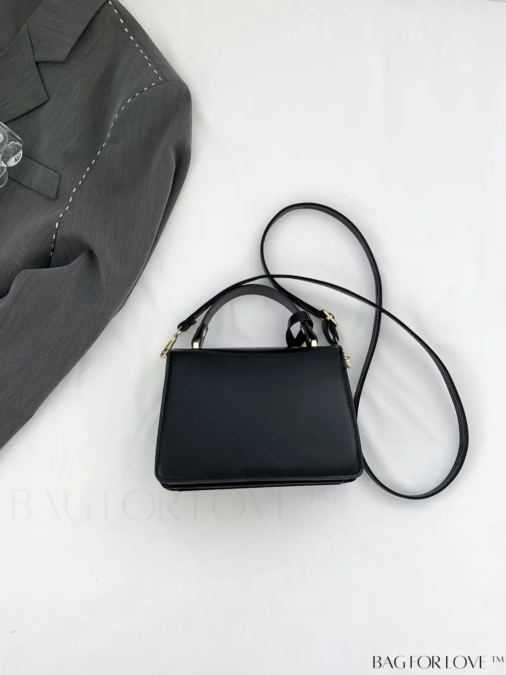 BagForLove - Compact Pu Handheld Square Bag - Sleek Design, Solid Color Finish