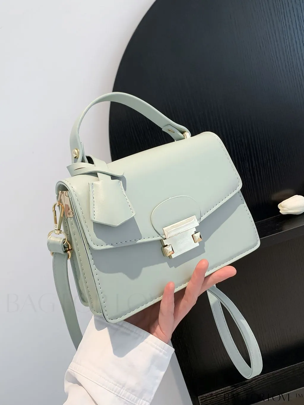BagForLove - Compact Pu Handheld Square Bag - Sleek Design, Solid Color Finish