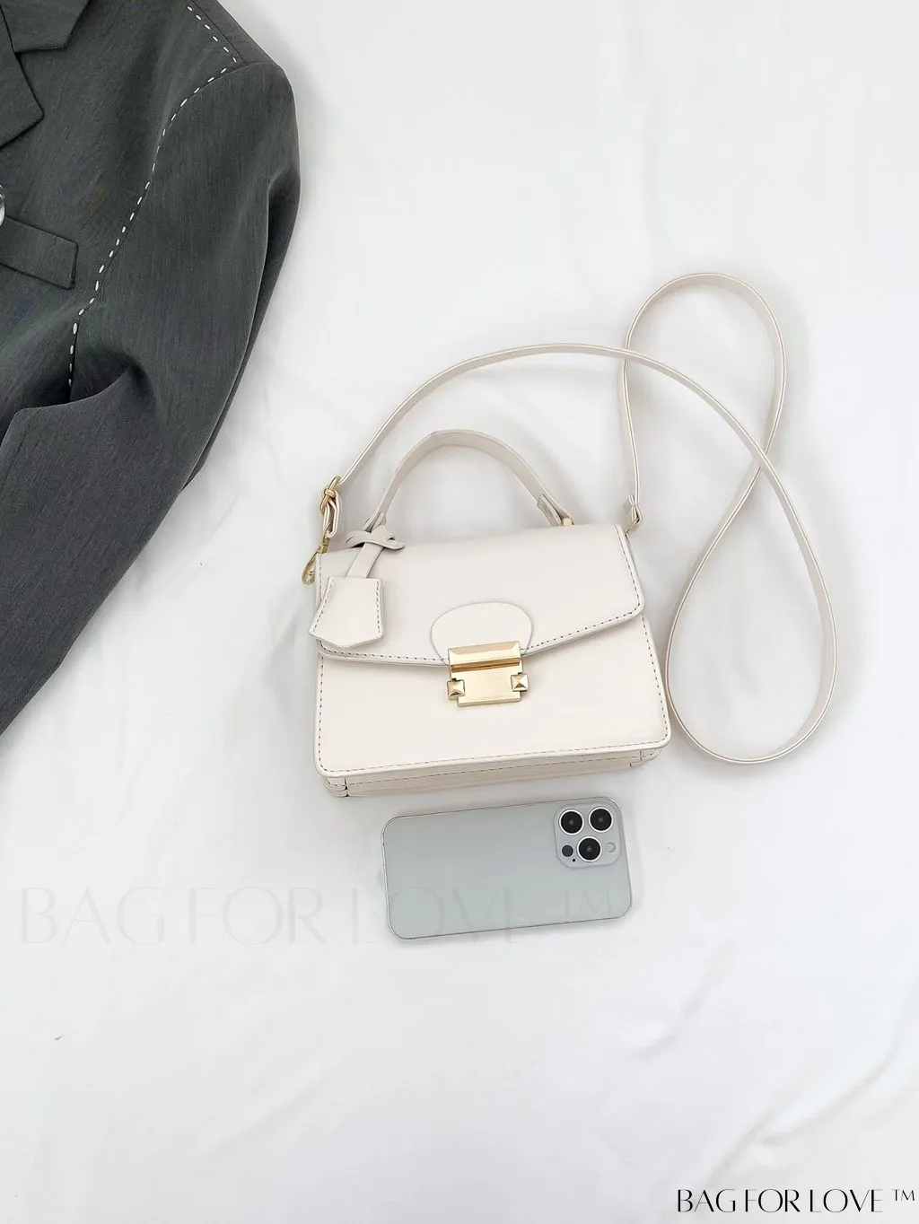 BagForLove - Compact Pu Handheld Square Bag - Sleek Design, Solid Color Finish