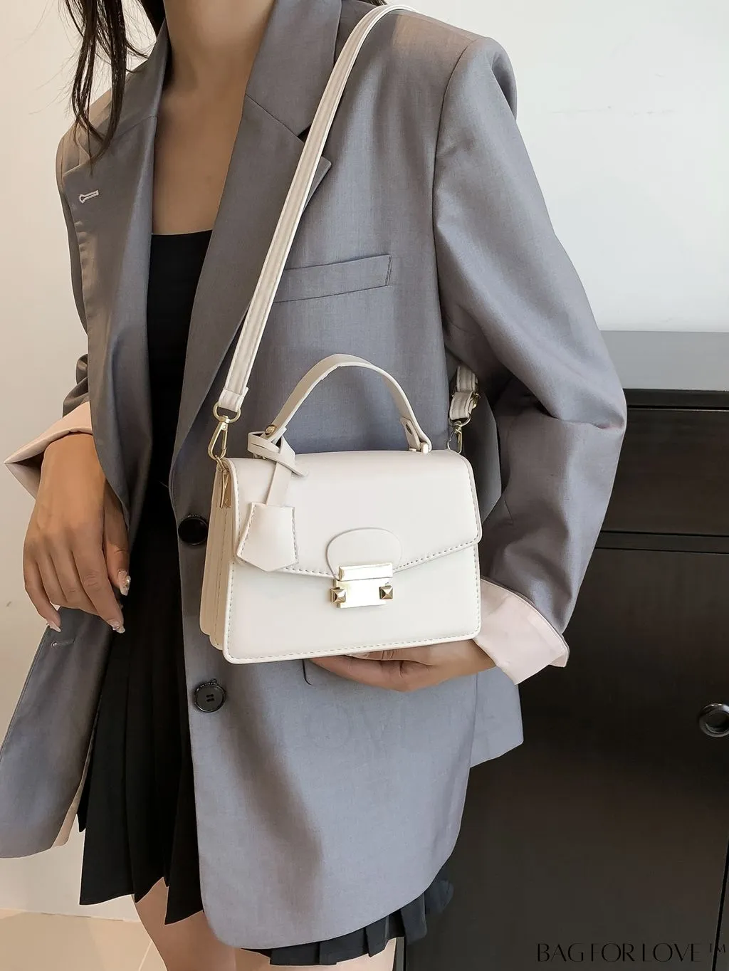 BagForLove - Compact Pu Handheld Square Bag - Sleek Design, Solid Color Finish