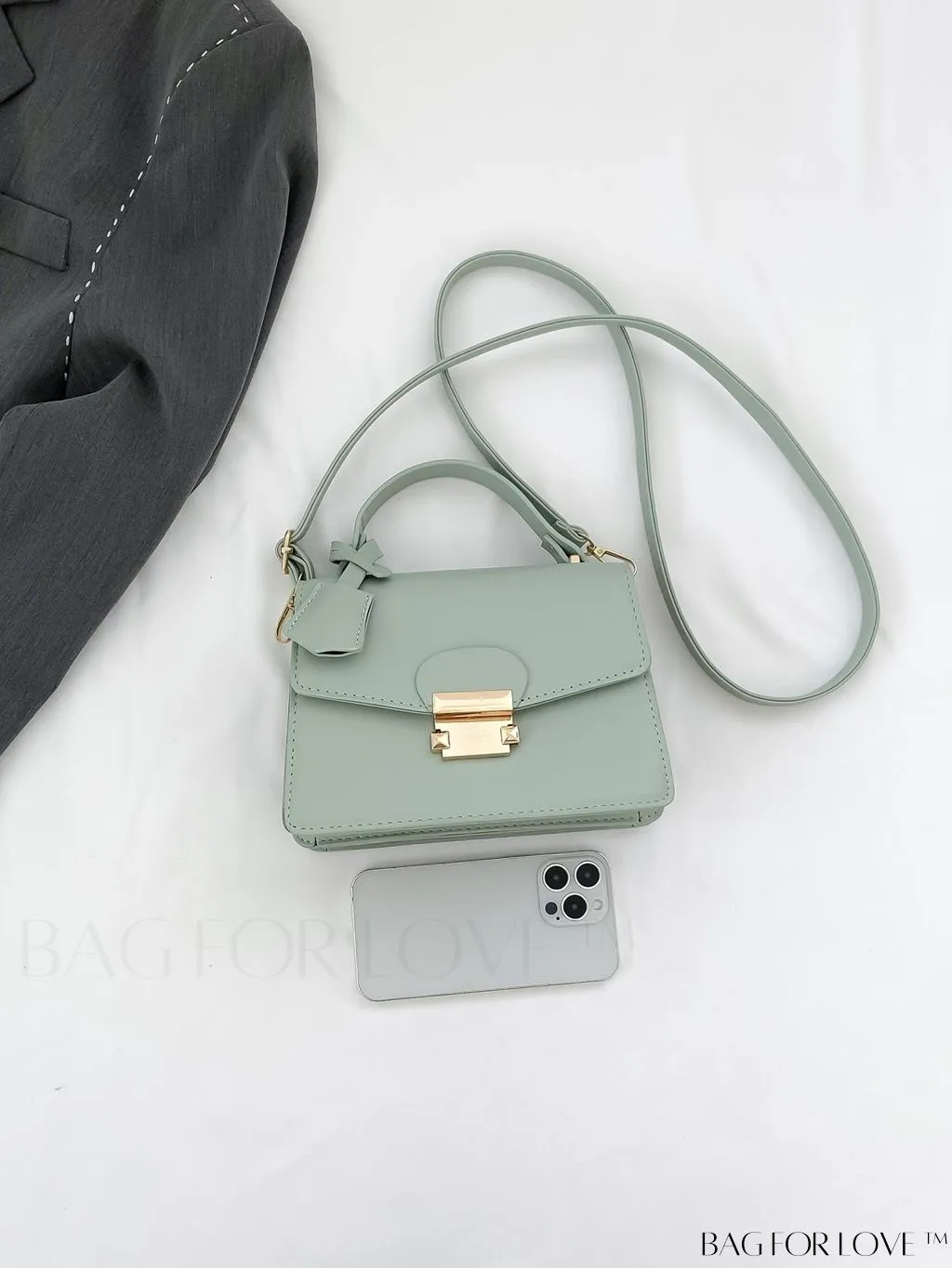 BagForLove - Compact Pu Handheld Square Bag - Sleek Design, Solid Color Finish