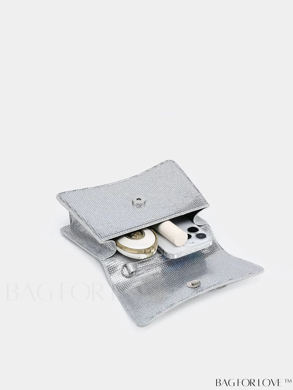BagForLove - Compact Rhinestone-Embellished Flip Handbag, for Fashion-Forward Style